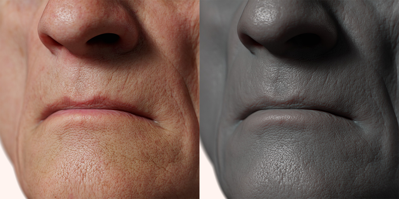 Male head scan skin pore details 